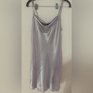 bebe Silver Satin Slip Dress